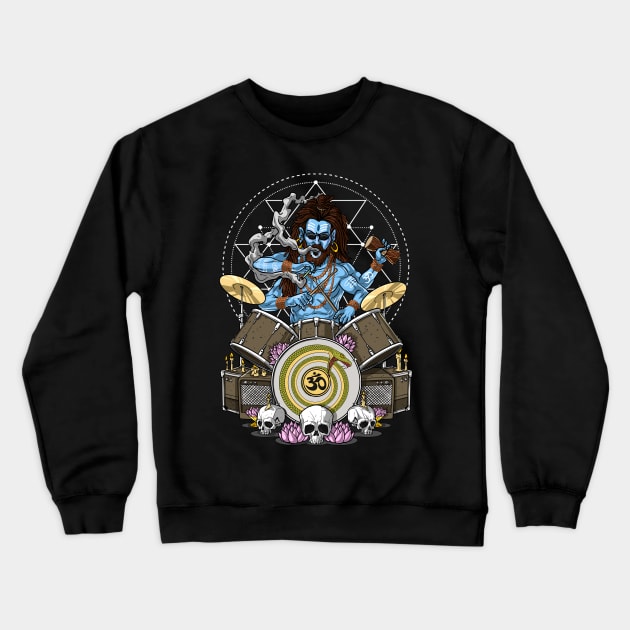 Shiva Hindu Drummer Crewneck Sweatshirt by underheaven